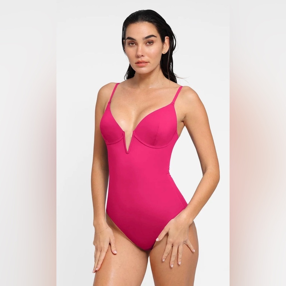 Popilush Shapewear Plunging V Slimming One-Piece Swimsuit Xlarge